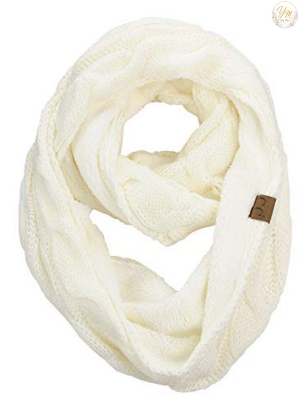Cable Knit Sherpa Lined Infinity Pullover Scarf Acrylic Warm Winter